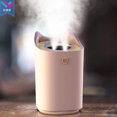 China 3L Car Air Humidifier Dual Nozzle Cool Mist Diffuser With Coloful LED Light Heavy Mist Humidificador For Car Home Office for sale