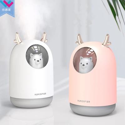 China Portable Cute Bear Ultrasonic LED MINI Humidificador For Kids Room Car Home Appliances USB Humidifier 300ml Pet for sale