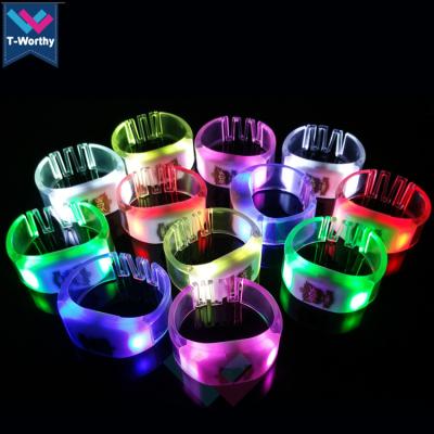 China Festival Concert Flashing Light Remote Control T-Worthy Noise Activated Led Wristband Wristband for sale