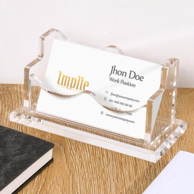 China Sustainable Custom Desk Shelf Display Stand Place Holder Acrylic Plastic Clear Transparent Desktop Office Business Acrylic Card Case for sale