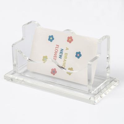 China Sustainable Clear Tabletop Acrylic Business Card Holder Transparent Acrylic Business Card Stand Holder Name Card Case Name Display Box for sale