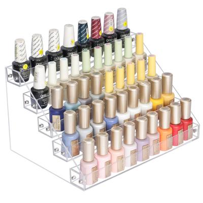 China Sustainable Factory All Kinds of Clear Custom nail polish display rack 5 Tiers Cosmetic Counter Top Acrylic Nail Polish Display Stand for sale