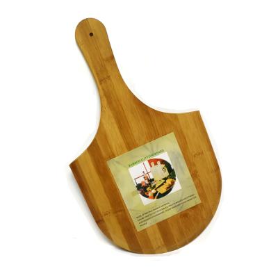 China Sustainable Kitchenware Bamboo Pizza Dish Pizza Rack Bamboo Cutting Board With Long Handle for sale