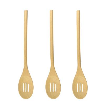 China Sustainable Wooden Spoon Tableware Kitchen Utensil Cooking Stirring Mixing Spoon Flat Handle Natural Material for sale