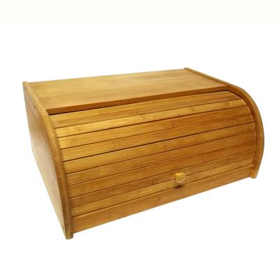 China Sustainable Natural Bamboo Bread Box Desktop Roll Bin Eco-friendly Bamboo Bread Food Storage For Kitchen for sale