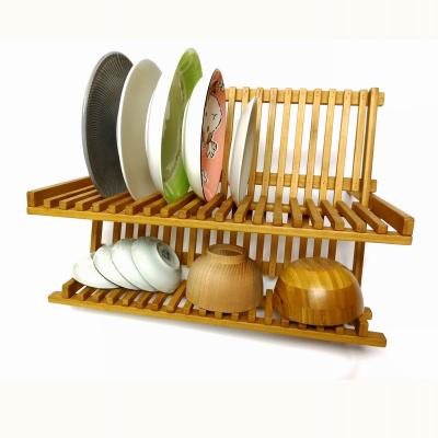 China Kitchen Sustainable Bamboo Product Houseweare Bamboo Dish Rack Drying Eco-Friendly Foldable Bamboo Dish Rack Rack Dish Rack for sale