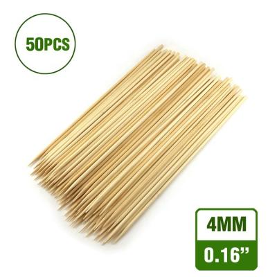 China Heat Resistance Bamboo Skewer Sticks 4.0x250mm 100PCS For One End Sharp BBQ Skewer Sticks Marshmallows Roasting Sticks for sale