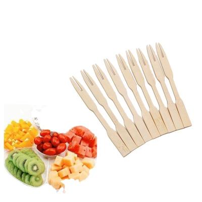 China Minimalist Bamboo Food Pick 9cm Fruit Sticks Small Fork For Home Party Food Serving Natural Bamboo for sale