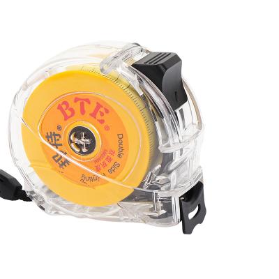 China Double-Sided Economical Plastic Clear Tape Measure Double Sided Case Scale BTE Waterproof Cheap Steel Tape Measure Transparent Tape Measure for sale