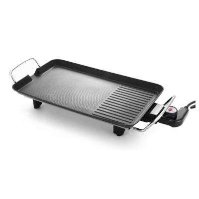 China OEM 1350W BBQ Griddle Touch Gill Pan Electric Black Wholesaler Non-Stick BBQ Steak Grill for sale