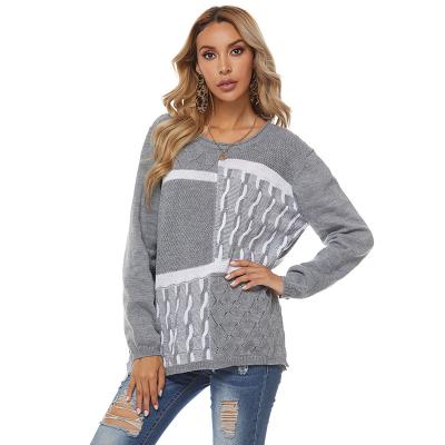 China China Factory Anti-wrinkle Winter Home Gray Long Sleeve Blank Round Neck Female Sweater for sale