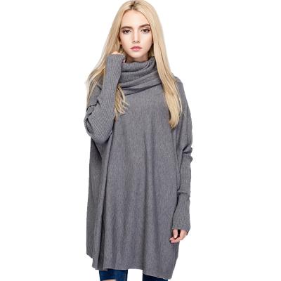 China Anti-Wrinkle Cowl Neck Batwing Sleeve Loose Women Sweater Popular Winter Knitted Dress Polyester Sweater From China Manufacturer for sale