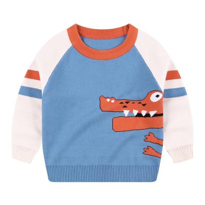 China Autumn Sky Blue Crew Neck Soft Cotton Baby Boys' Sweaters Anti-Wrinkle Fashionable Pullover Long Sleeve for sale