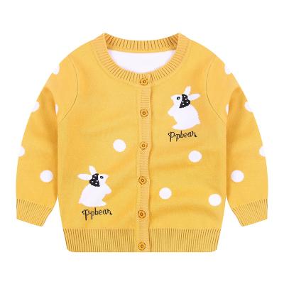 China Cute Anti-wrinkle Cotton Round Neck Rabbit Pattern Winter Clothes Baby Kids Children Knitted Cardigan for sale