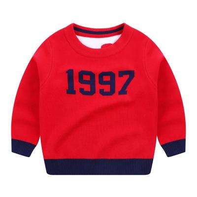 China Autumn Winter Simple Classic Fashion Anti-wrinkle Crewneck Sweater Solid Color 1997 Unisex Numbers Pattern Kint Sweater For Kids for sale