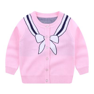 China Anti-wrinkle Spring Autumn Winter Warm Soft Cotton Spring Crewneck Long Sleeve Pink Cute Kids Cardigan for Girls for sale