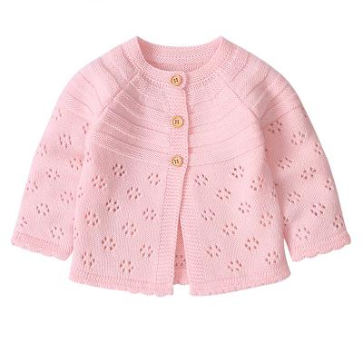 China Factory Customization Factory Babies Winter Autumn 100% Toddler Pink Round Neck Anti-Shrink Plain Small Cardigan Sweater for sale