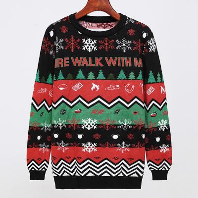 China Anti-Wrinkle Factory Custom Wholesale Good Quality O Neck 100% Long Sleeve O Neck Funny Patterns Ugly Man Christmas Acrylic Knitting Sweaters for sale