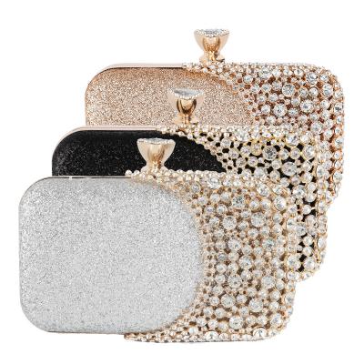 China Diamond Hot Trendy Luxury Various Colors Women's Crystal Mesh Clutch Hang Bags Rhinestone Evening Clutch Bag for sale