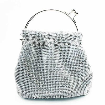 China Wedding direct factory customized lady fashion gillter fabric rhinestone women wedding party handbag clutch for sale