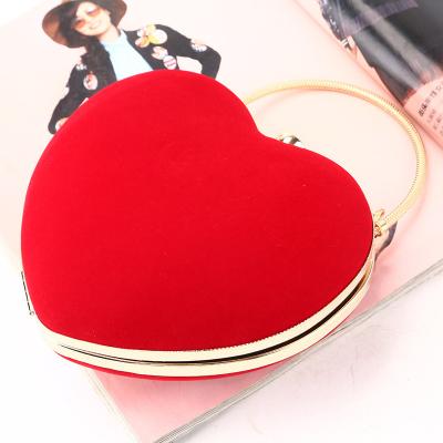 China Wholesale Fashion Women Heart Shape Red Heart Shape Cosmetics Tote Bags For Party for sale