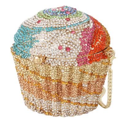 China Crystal Rhinestone Clutch Evening Bags Diamond Cake Shape Bridal Cupcake Purse Purse for sale