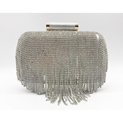 China Silver Rhinestone Premium Plush Rhinestone Tassels Party Bags Clutch Wedding Evening Clutch Bag for sale