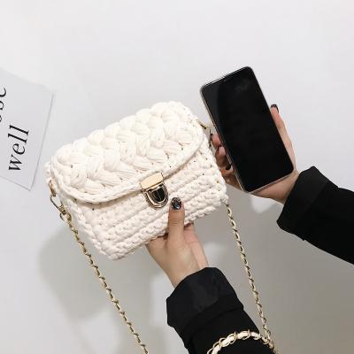 China Lady Wholesale Handmade Handbags Wool Crochet Weave Portable Handmade Bag For Women Handbags Ladies for sale