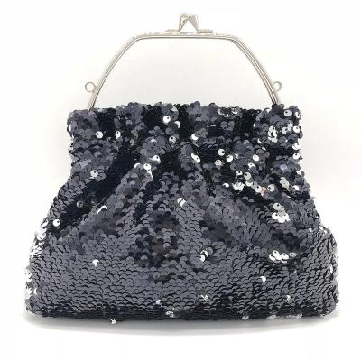 China Sequins Shape Black Sequin Wedding Evening Clutch Bag Purse For Woman for sale