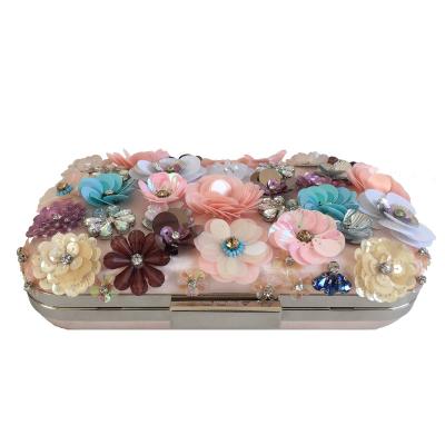 China Metal And Sequins Fine Quality Solid Flowers Women Dinner Bags Evening Clutch Bag for sale