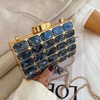 China With Chain 2022 RhinestoneWedding Acrylic Clutch Evening Bag Handmade Bridal Prom Purse Party for sale