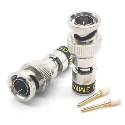 China High Quality Brass Male RF Connector BNC Compression For 3mm HD Coaxial Cable for sale