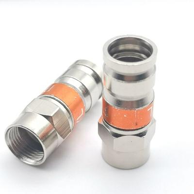 China PCT F Type RF Coaxial RF Compression RG6 Brass Connector for sale