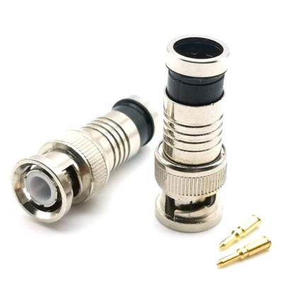 China RG6 BNC Compression Coaxial Plug RF Zinc Male Connector For CCTV for sale