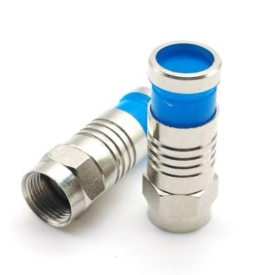 China Zinc RF Coaxial Cable Connector F Type Compression Coaxial Cable Male Connector RG6 for sale