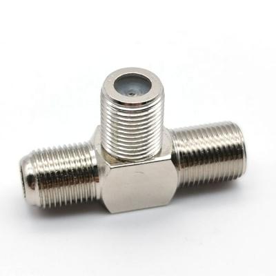 China Brass Type RF Adapter T Piece 3 Way F Female Connector for sale