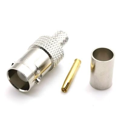 China RF Crimp Brass Coaxial Female Jack RF Male Connector RG6 RG 59 RG58 BNC for CCTV for sale