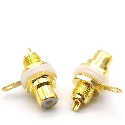 China RF Factory Price Brass RCA Plug Connector Chassis Panel Mount Female Adapter for sale