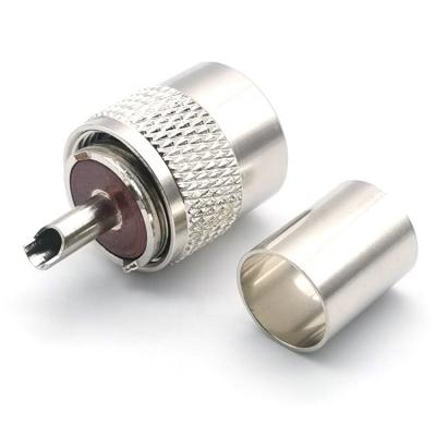 China RF Drass 50 Ohm RF Crimp UHF Male RG58 RG59 RG6U Coaxial Connector for sale