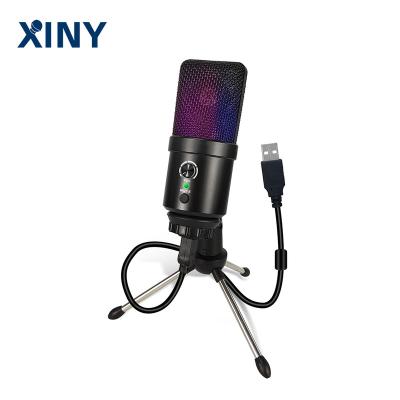 China Custom Style Handheld Microfono Microfones RGB Desktop Condensador Mic Usb Condenser Microphone From Xiny New for sale