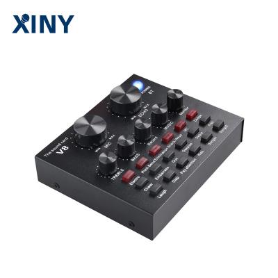 China Live Xiny professional studio audio interface recording bm-800 external live karaoke MIC V8 sound card for condenser microphone for sale