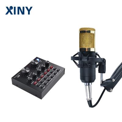 China Live Xiny bm800 factory price microphone recording studio live audio v8 sound card with MIC for sale