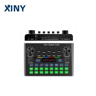 China Live Xiny Voice Changer Musical Mixer Instrument Sound Cards Podcast Microphone Studio Recording External Sound Card for sale