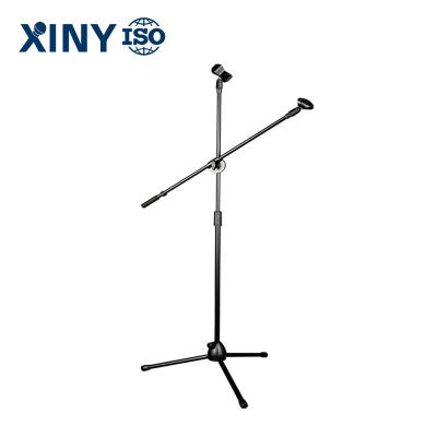 China Kasonic Popular Microphone Holder Adjustable Tripod Mic Stands With 2 Mic Clip Holders for sale