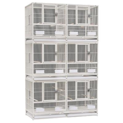 China Large Fashion Metal Birdcage Square Double Row Stocked Three-Dimensional Parrot Bird Cage for sale