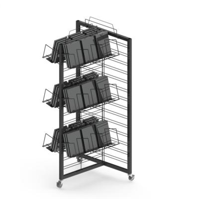 China Customized Xiamen Waterfall Floor Rack Metal Custom Books Rack Display Stand Iron Rack For Store for sale