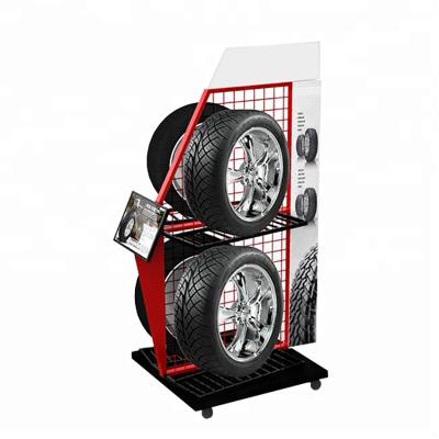 China Corrosion Protection Customized High Quality Car Accessories And Tire Metal Display Stand Powder Coated Metal Wheel Rim Display Rack for sale