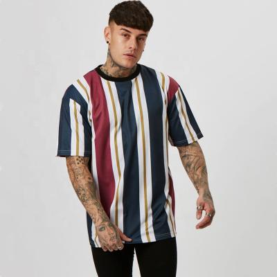 China Wholesale Anti-Shrink Block Color Drop Shipping Mens Striped T-Shirts Round Collar Striped T Shirt O-Neck Short Sleeves Stripe Tee Custom for sale