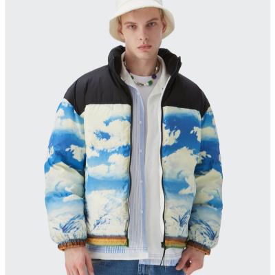 China Anti-Wrinkle OEM Warm Winter Bubble Jacket Custom Made Men Printed Windproof Jacket Men Unisex High Quality Breath Stripper Down Coats for sale