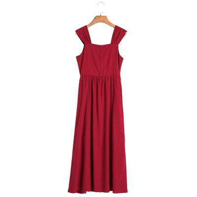 China MOQ Anti-Static High Quality Low Cotton Blend Summer Midi Linen Dress for sale